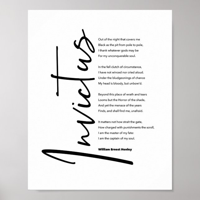 Affiche Invictus Poem by Henley in Modern Black Script (Devant)