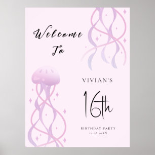 Affiche Invitation à la fête du Sweet sixteen rose de la p