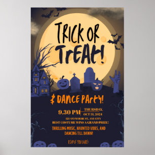 Affiche Invitation à la soirée dansante Halloween Trick or