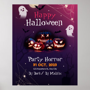 Affiche Invitation à une fête d'Halloween, Fête d'Horreur 