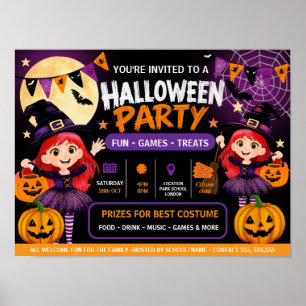 Affiche Invitation à une fête d'Halloween pour enfants J