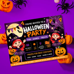 Affiche Invitation à une fête d'Halloween pour enfants M