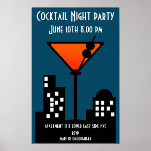 Affiche Invitation à une soirée cocktail