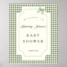 Invitation au Baby shower de En vichy de Sage Gree