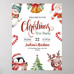 Affiche Invitation au dîner de la veille de Noël, fête de
