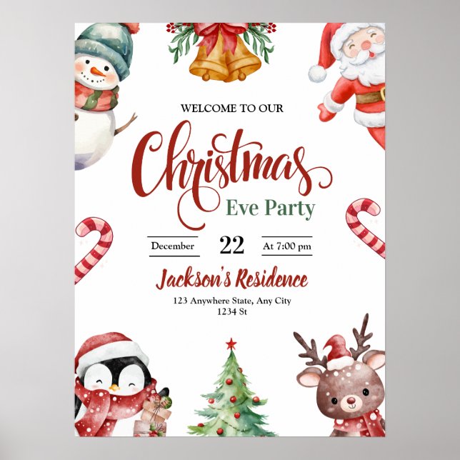 Affiche Invitation au dîner de la veille de Noël, fête de  (Devant)
