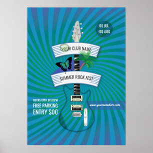 Affiche Invitation avec logo pour le festival de rock d'ét