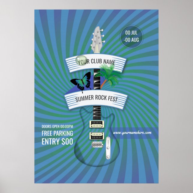 Affiche Invitation avec logo pour le festival de rock d'ét (Devant)