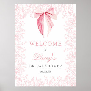 Affiche invitation Baby shower arc rose