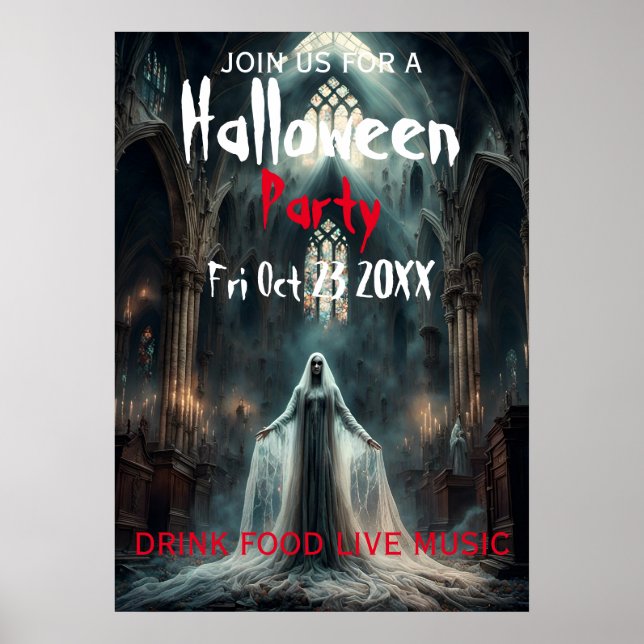 Affiche Invitation d'affiche de la fête d'Halloween (Devant)