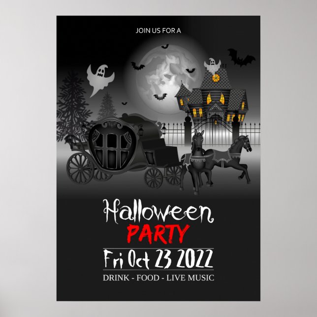 Affiche Invitation d'affiche de la fête d'Halloween (Devant)
