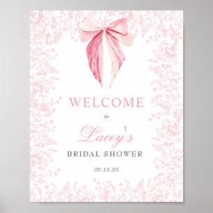 Affiche Invitation de Baby Shower avec un nœud rose