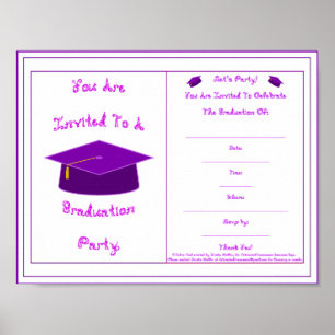 Affiche Invitation de diplôme Casquette pourpre imprimable