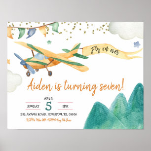 Affiche Invitation de fête d'anniversaire du pilote d'avio