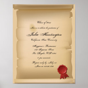 Affiche Invitation de la partie de graduation manuscrite e