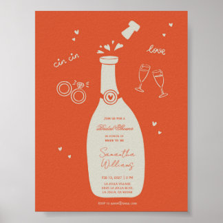 Affiche Invitation de mariage dessinée à la main pour une 