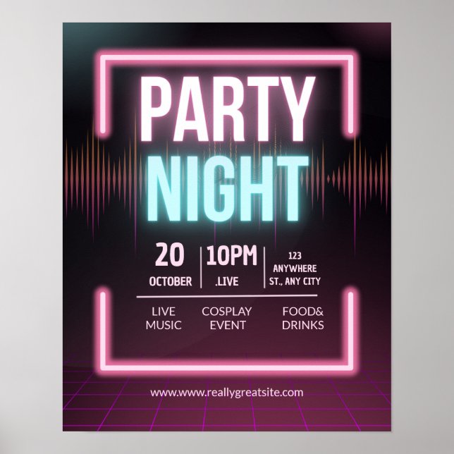 Affiche Invitation du Music Party, Circulaire nocturne de  (Devant)