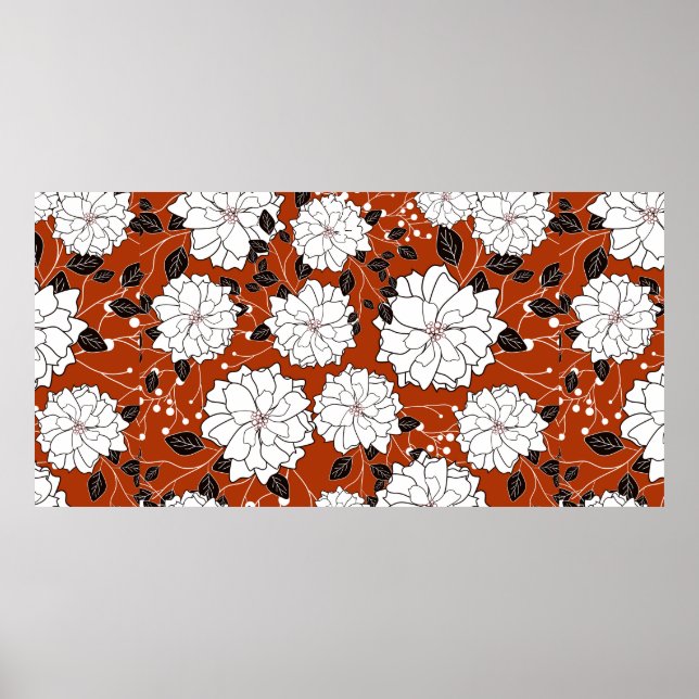 Affiche Invitation ou carte de mariage avec un fond floral (Devant)