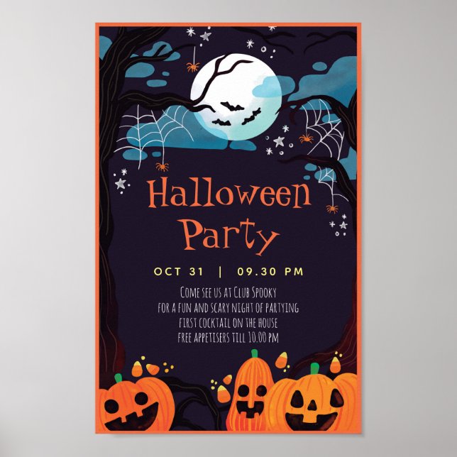 Affiche Invitation personnalisée de la fête d'Halloween (Devant)