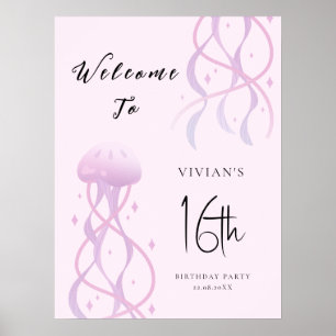 Affiche Invitation pour une fête de Sweet Sixteen rose pas