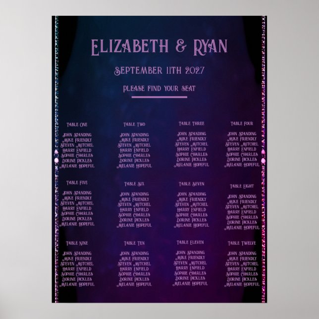 Affiche Invitations élégantes Mauve et Gold Wedding (Devant)