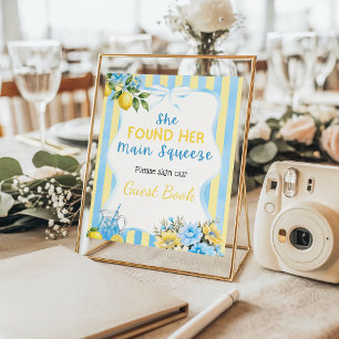 Affiche Invité à la fête prénuptiale Floral Blue Lemon Mai