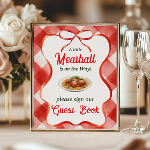 Affiche Invité au Baby Shower avec un Gingham Rouge Italie