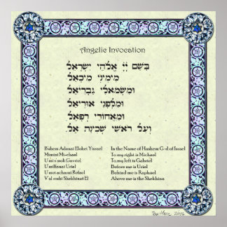 Affiche Invocation angélique | Hébreu, anglais