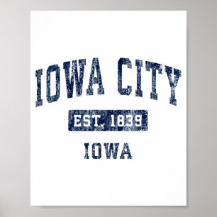 Affiche Iowa City Iowa Ia Vintage Établie Conception Sport