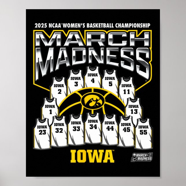 Affiche Iowa March Madness 2025 Women's Sketll Nil  (Devant)