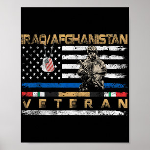 Affiche Irak Afghanistan Ancien drapeau Vintage moi patrio