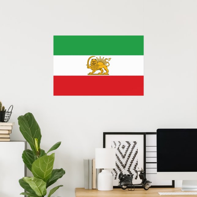 Affiche Iran Flag Lion And Sun Shah of Iran Flag (Bureau à domicile)