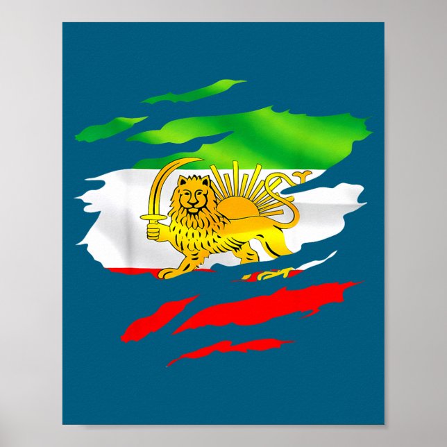 Affiche Iran Flag Map Lion Sun Awareness Support (Devant)