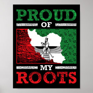 Affiche Iran Iranien Persan Irani Drapeau Iran Racines Far