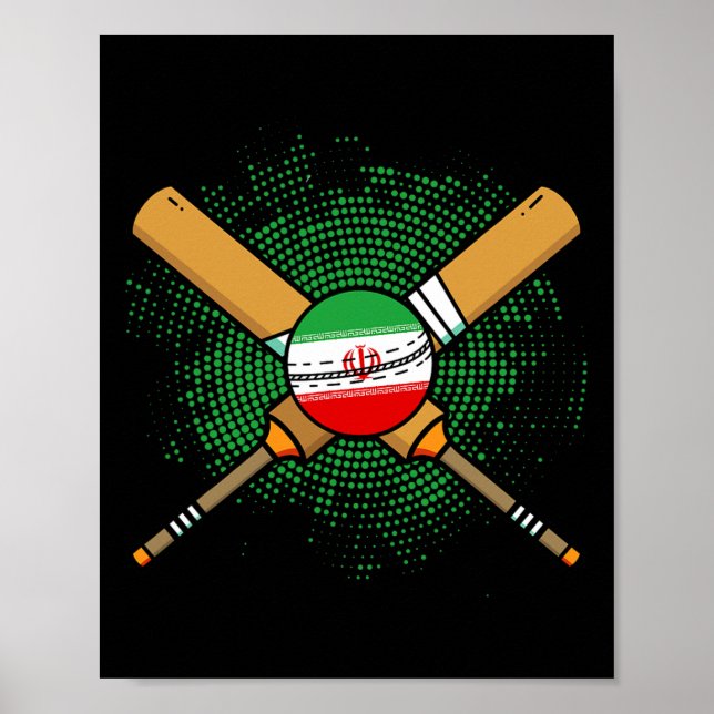Affiche Iranian Cricket Racket And Ll Flag Of Iran  (Devant)