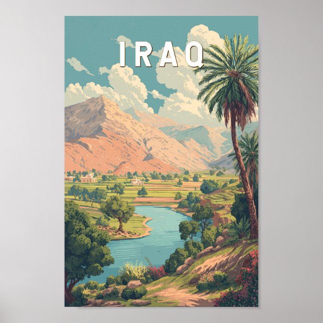 Affiche Iraq Illustration Travel Art Vintage (Devant)