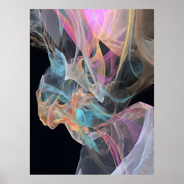 Affiche Iridescent Thread Vortex Teal Magenta Glow (Devant)