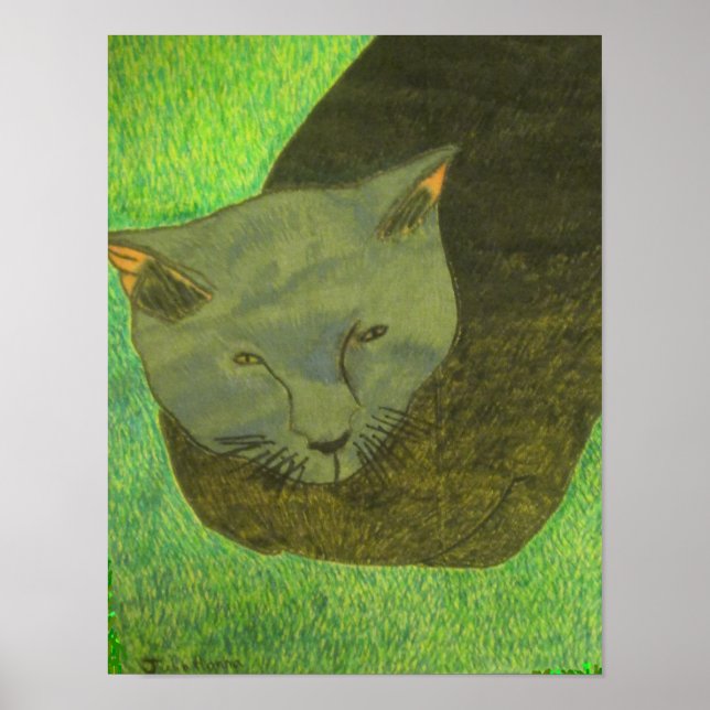 Affiche Irina Le Chat Sur L'Herbe Par Julia Hanna (Devant)