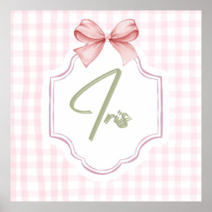 Affiche Iris Baby Girl Nursery Art Pink Bow personnalisé