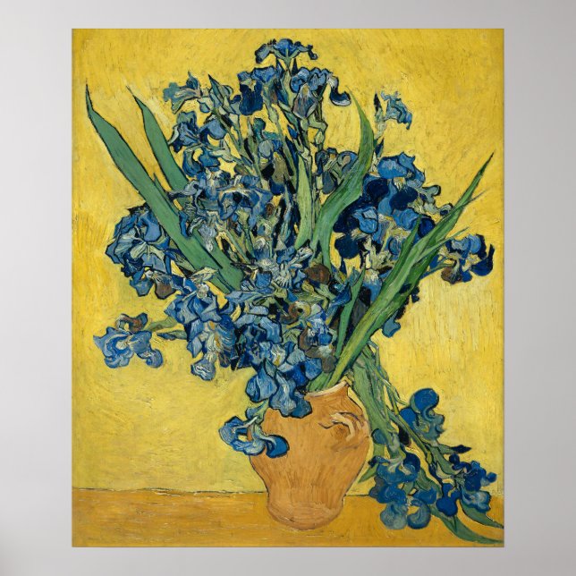 Affiche Iris de Van Gogh - Art audacieux bleu et jaune (Devant)