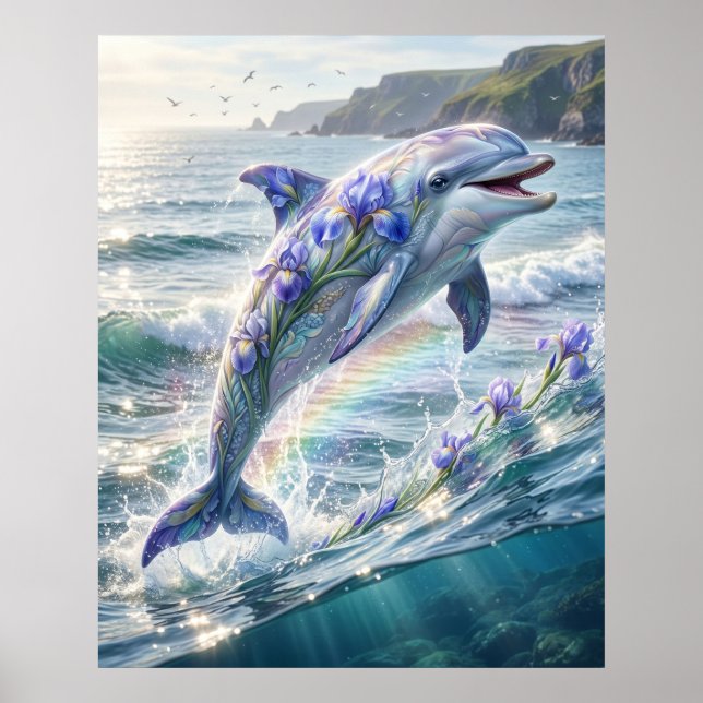Affiche Iris Dolphin Ocean Bloom (Devant)