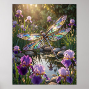 Affiche Iris Fleur de verre Libellule
