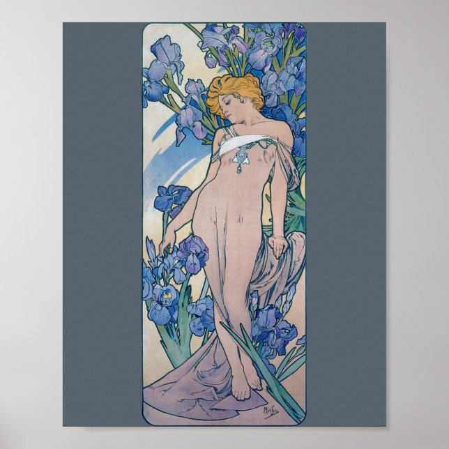 Affiche Iris (Quatre Fleurs), Alphonse Mucha (Devant)