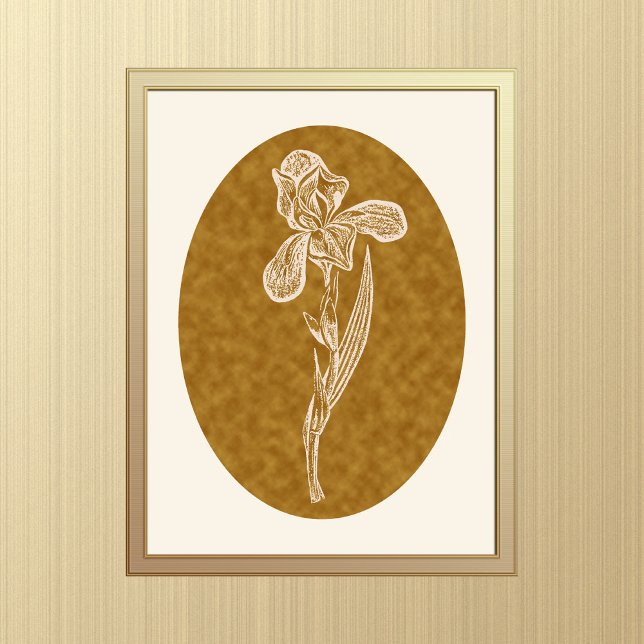 Affiche Iris Silhouette Crème sur Tortoiseshell Brown (Créateur téléchargé)