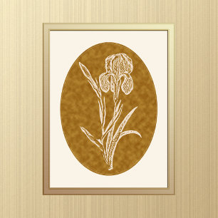 Affiche Iris Silhouette sur Textured Brown Arrière - plan