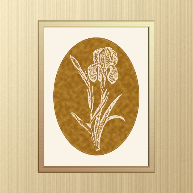 Affiche Iris Silhouette sur Textured Brown Arrière - plan (Créateur téléchargé)