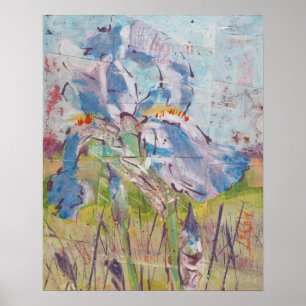 Affiche Iris sur peinture de collage / Artiste Larry Lerew
