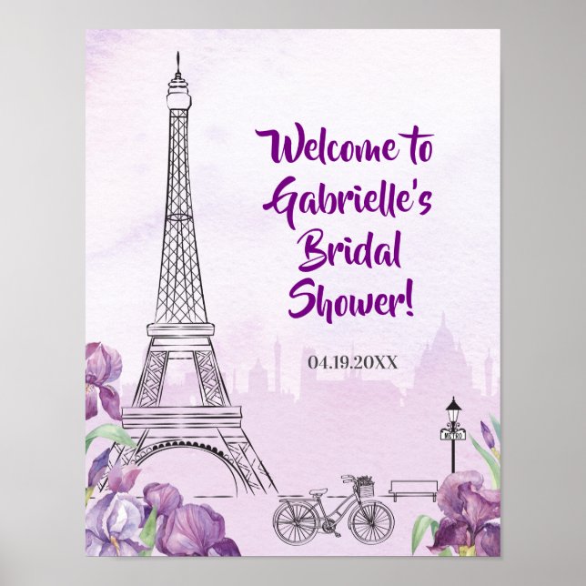 Affiche Iris Violet de Paris Bienvenue à la fête française (Devant)