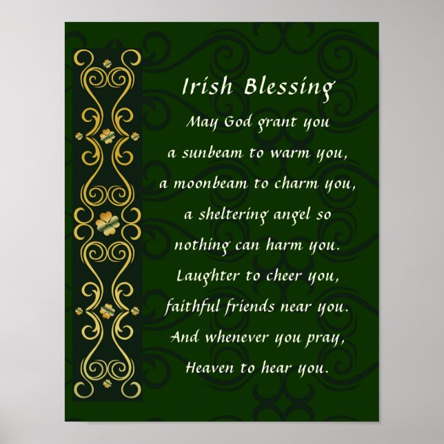 Affiche Irish Blessant Elegant Gold Dark Green Design (Devant)