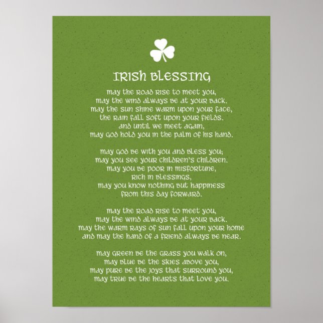 Affiche Irish Blessing et Shamrock (Devant)